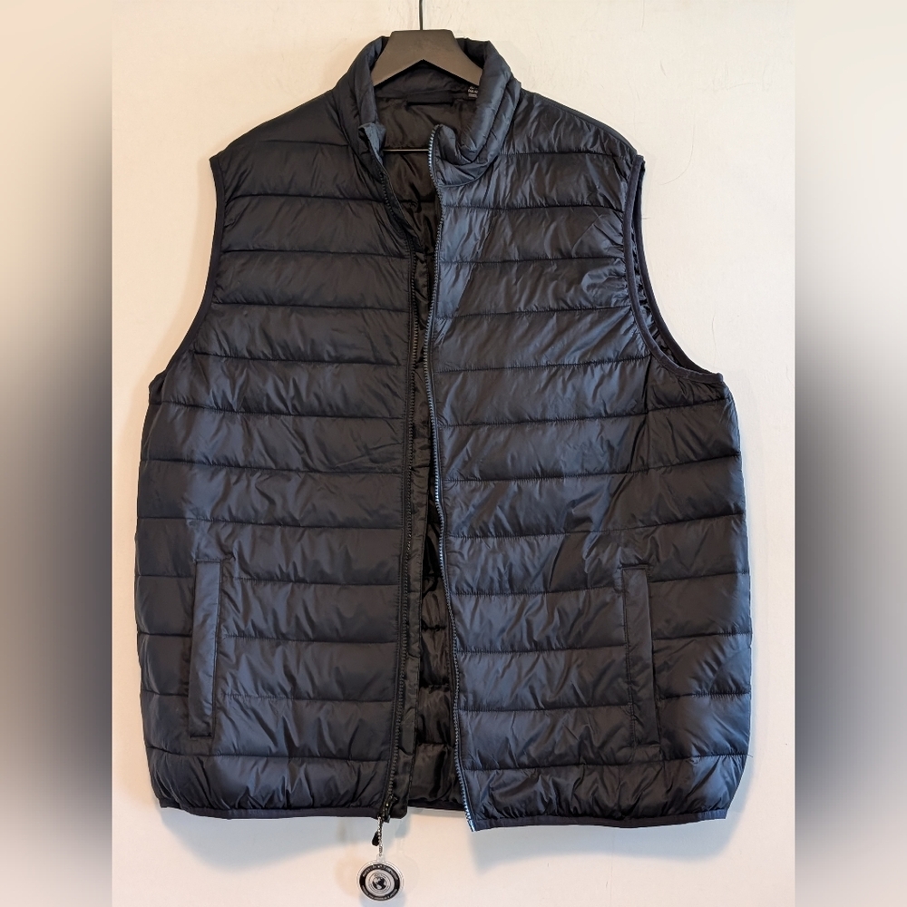 Swiss Tech Black Puffer Vest XL 46 48 Lightweight Quilted Full Zip Recycled Fill